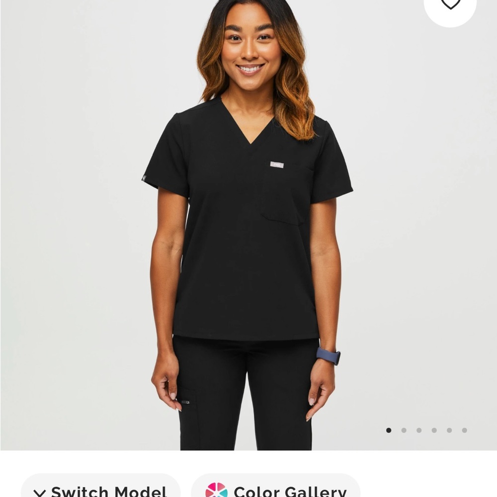 Figs Jet Black Scrub Top
